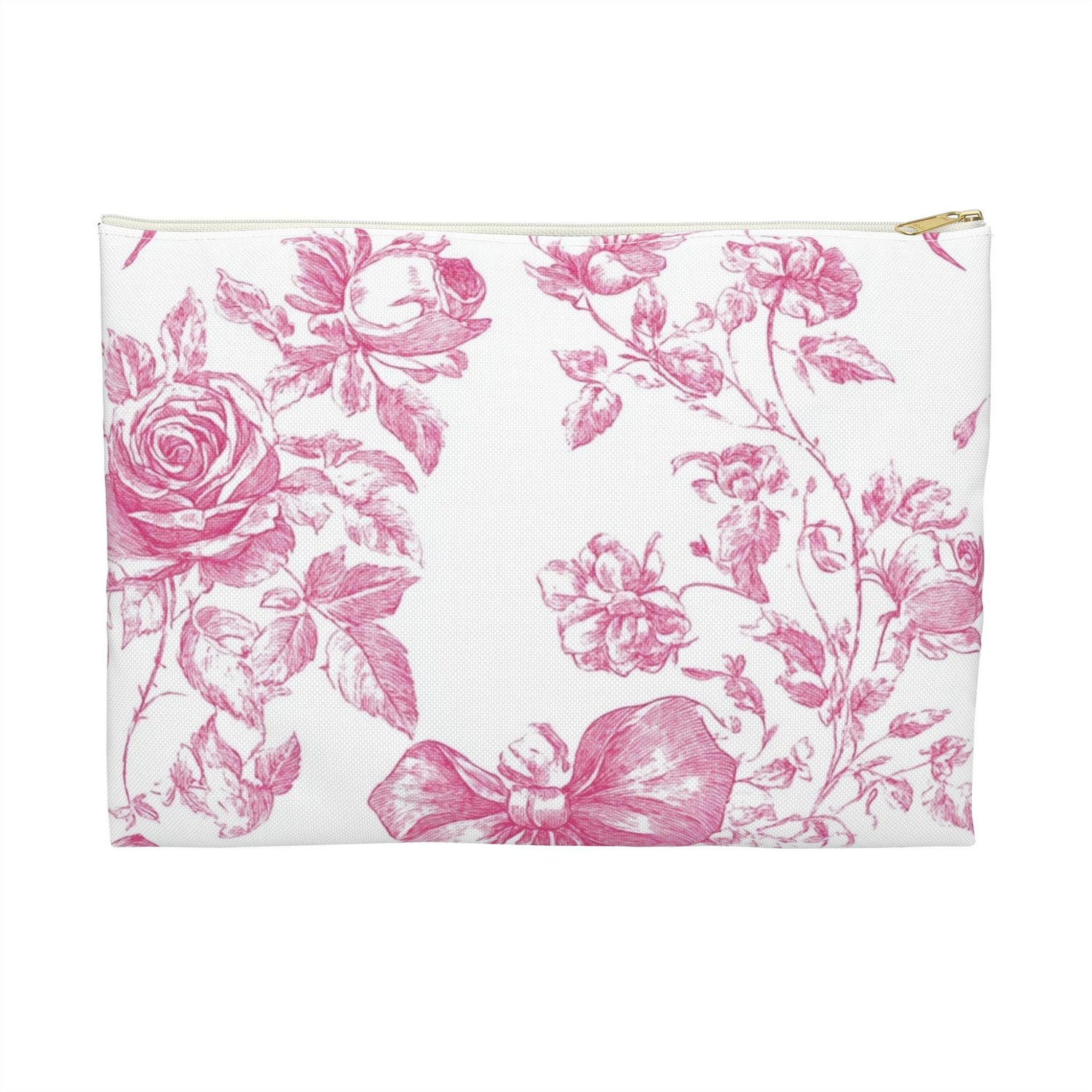 Blossom Floral Accessory Pouch, Elegant Storage Bag, Makeup Organizer, Gift for Her, Travel Essential, Pink Rose Design
