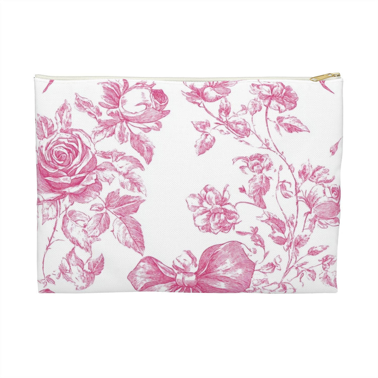 Blossom Floral Accessory Pouch, Elegant Storage Bag, Makeup Organizer, Gift for Her, Travel Essential, Pink Rose Design