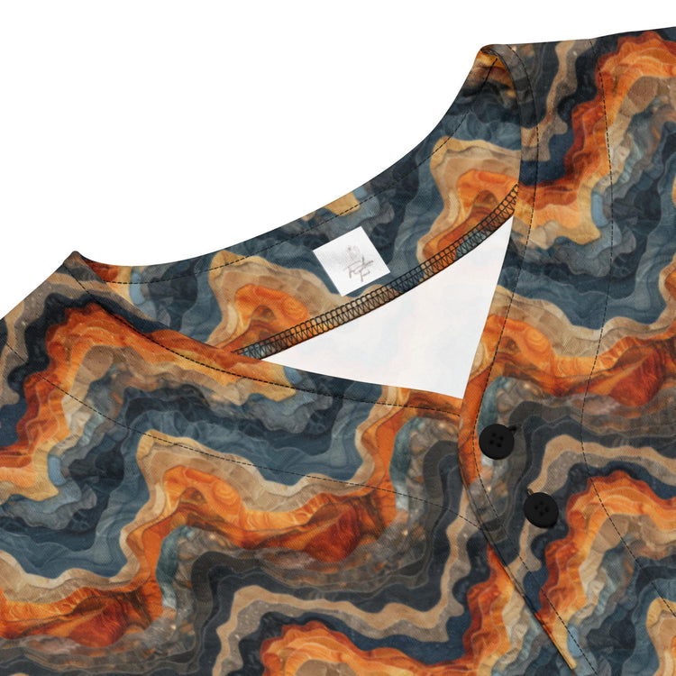 Modern Men’s Earthtone Swirl Marble Design Recycled Baseball Jersey - Eco-Friendly, Stylish, Trendy Sporty Streetwear