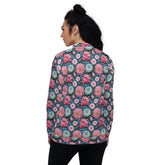 Women’s Floral All-Over Print Bomber Jacket - Beautiful Designer Pattern, Trendy Spring Outerwear, Bold & Stylish Jacket for Her