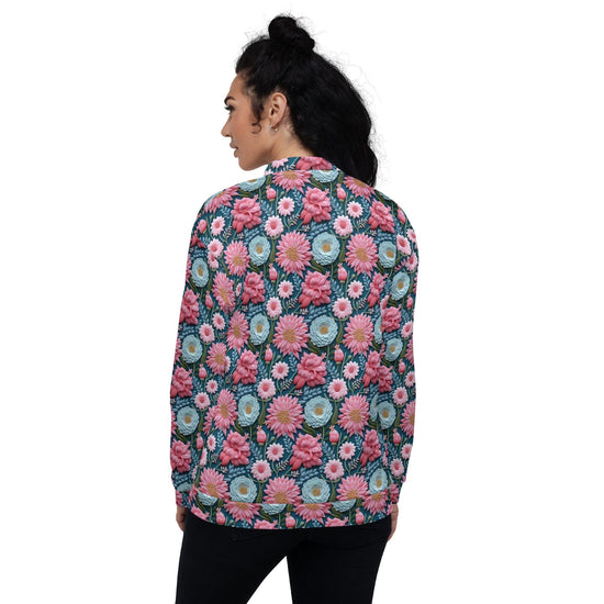 Women’s Floral All-Over Print Bomber Jacket - Beautiful Designer Pattern, Trendy Spring Outerwear, Bold & Stylish Jacket for Her