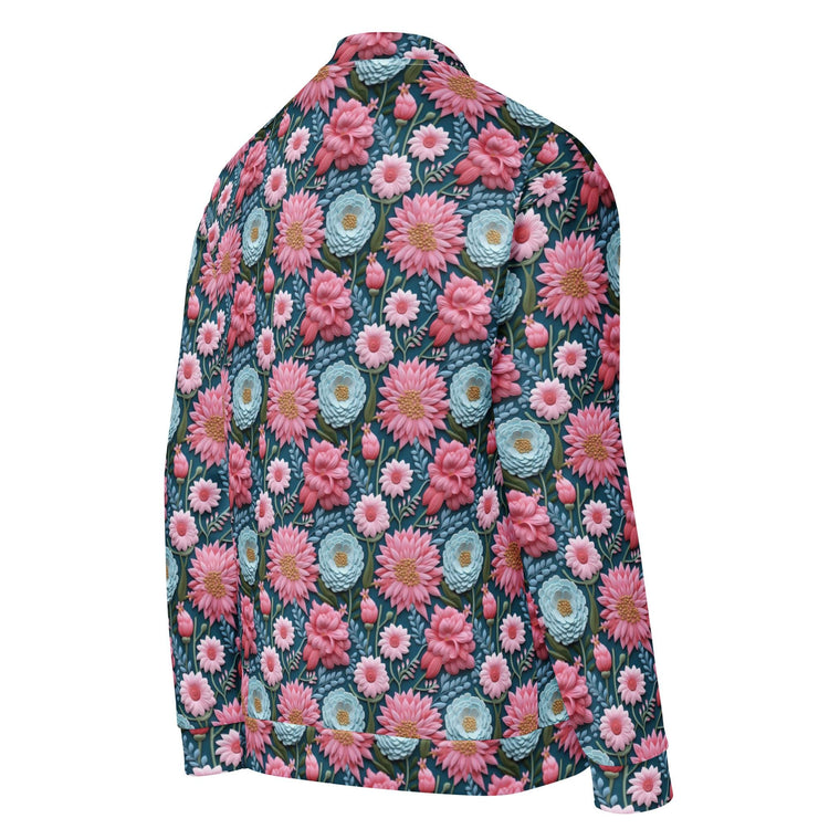 Women’s Floral All-Over Print Bomber Jacket - Beautiful Designer Pattern, Trendy Spring Outerwear, Bold & Stylish Jacket for Her