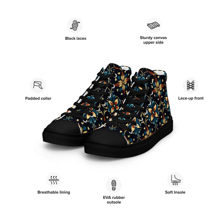Men’s Vibrant Geometrical AOP High Top Shoes - Bold All-Over Print, Trendy Streetwear Sneakers, Unique Fashion Footwear