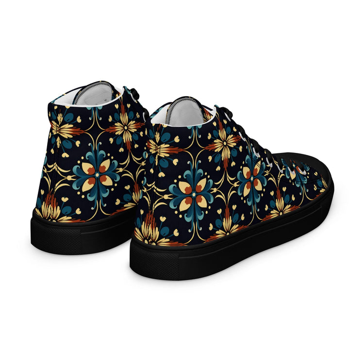 Men’s Vibrant Geometrical AOP High Top Shoes - Bold All-Over Print, Trendy Streetwear Sneakers, Unique Fashion Footwear