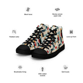 Men’s Vibrant Geometrical AOP High Top Shoes - Bold All-Over Print, Trendy Streetwear Sneakers, Unique Fashion Footwear