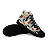 Men’s Vibrant Geometrical AOP High Top Shoes - Bold All-Over Print, Trendy Streetwear Sneakers, Unique Fashion Footwear