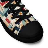 Men’s Vibrant Geometrical AOP High Top Shoes - Bold All-Over Print, Trendy Streetwear Sneakers, Unique Fashion Footwear