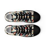 Men’s Vibrant Geometrical AOP High Top Shoes - Bold All-Over Print, Trendy Streetwear Sneakers, Unique Fashion Footwear