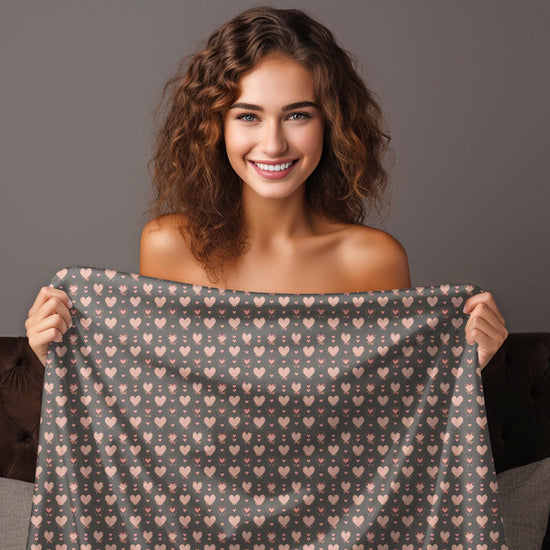 Cozy Heart Pattern Velveteen Plush Blanket, Soft Throw, Valentine&