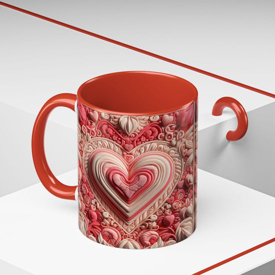 Romantic Heart Accent Coffee Mug - Perfect for Valentine&