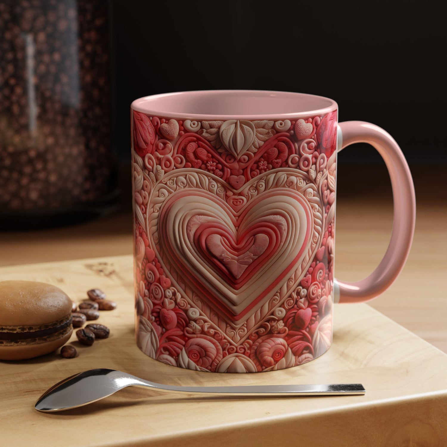 Romantic Heart Accent Coffee Mug - Perfect for Valentine&