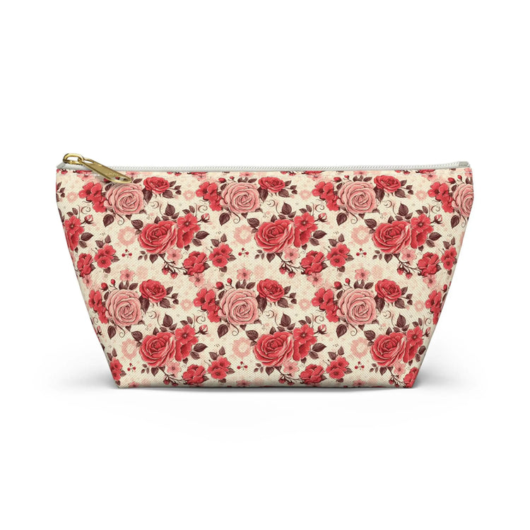 Vintage Floral Accessory Pouch, Perfect for Makeup, Travel, Organizing, Gift for Her, Rose Pattern Toiletry Bag
