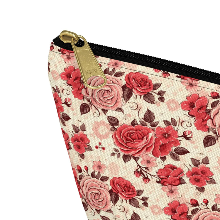 Vintage Floral Accessory Pouch, Perfect for Makeup, Travel, Organizing, Gift for Her, Rose Pattern Toiletry Bag