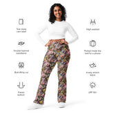 Floral Pattern Flare Leggings for Women | Boho Chic High-Waisted Pants | Comfortable Stylish Floral Print Leggings | Trendy Yoga Lounge Wear