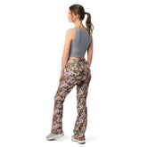 Floral Pattern Flare Leggings for Women | Boho Chic High-Waisted Pants | Comfortable Stylish Floral Print Leggings | Trendy Yoga Lounge Wear