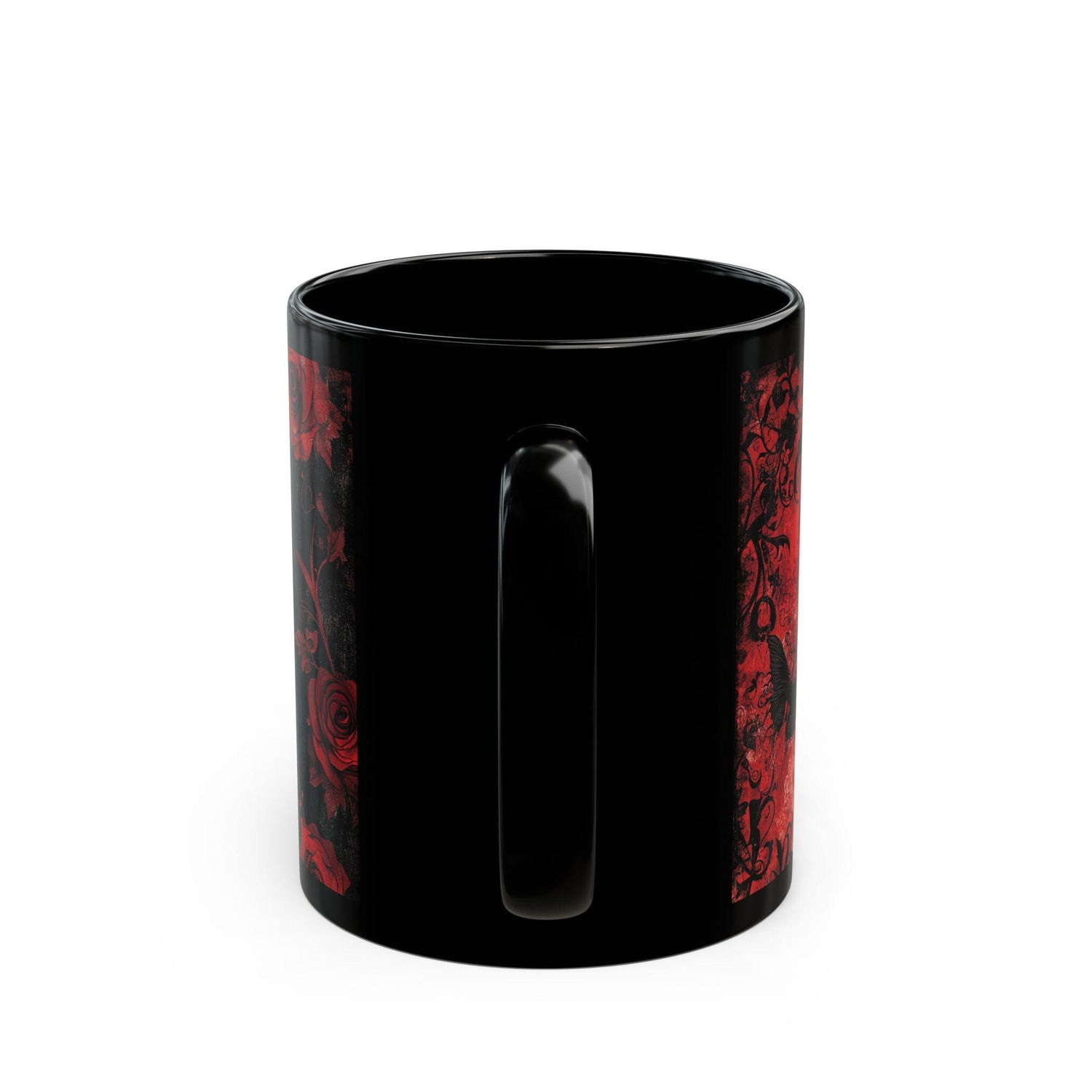 Gothic Romance Mug | Black Mug with Floral Design | Perfect Gift, Home Decor, Coffee Lover&