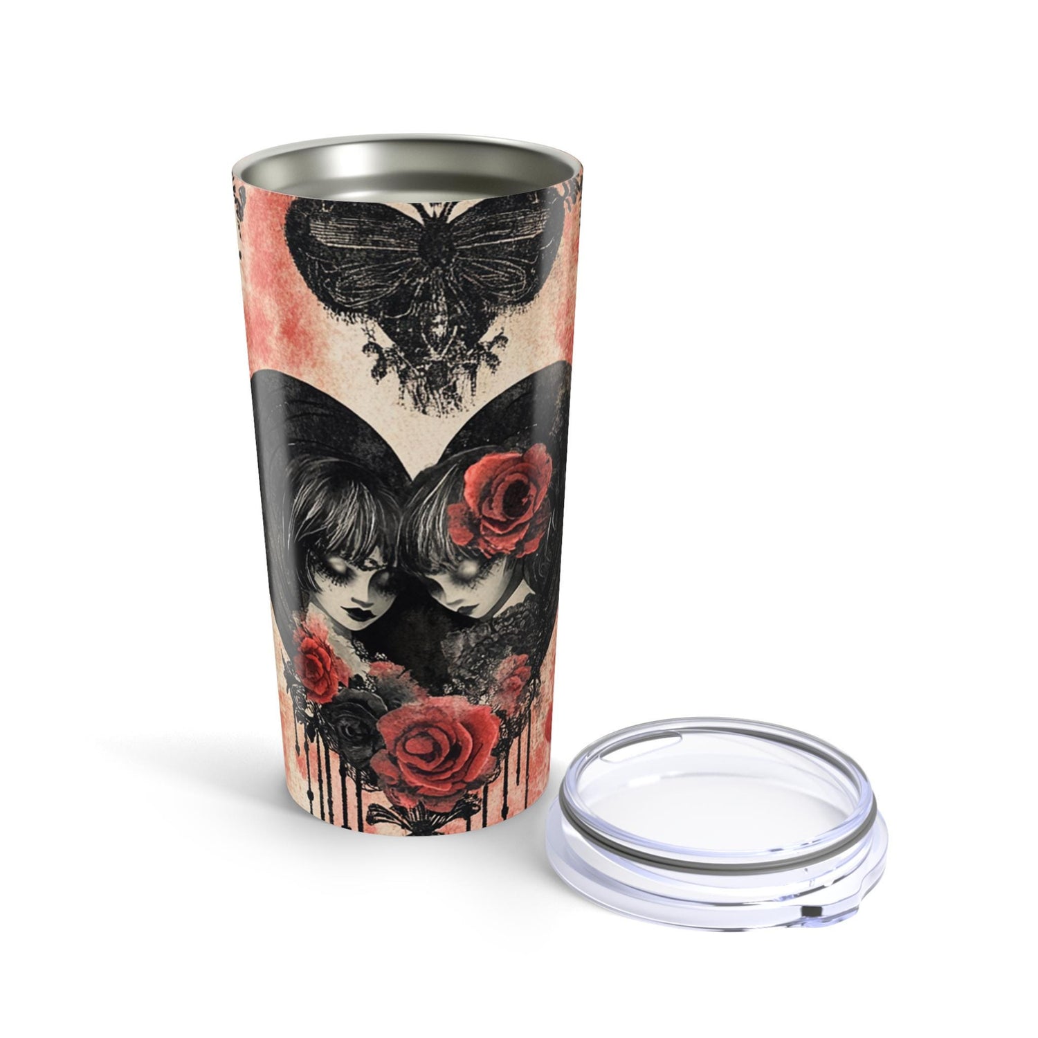 Gothic Rose Tumbler 20oz - Unique Floral Travel Mug, Perfect Gift for Coffee Lovers, Valentine&