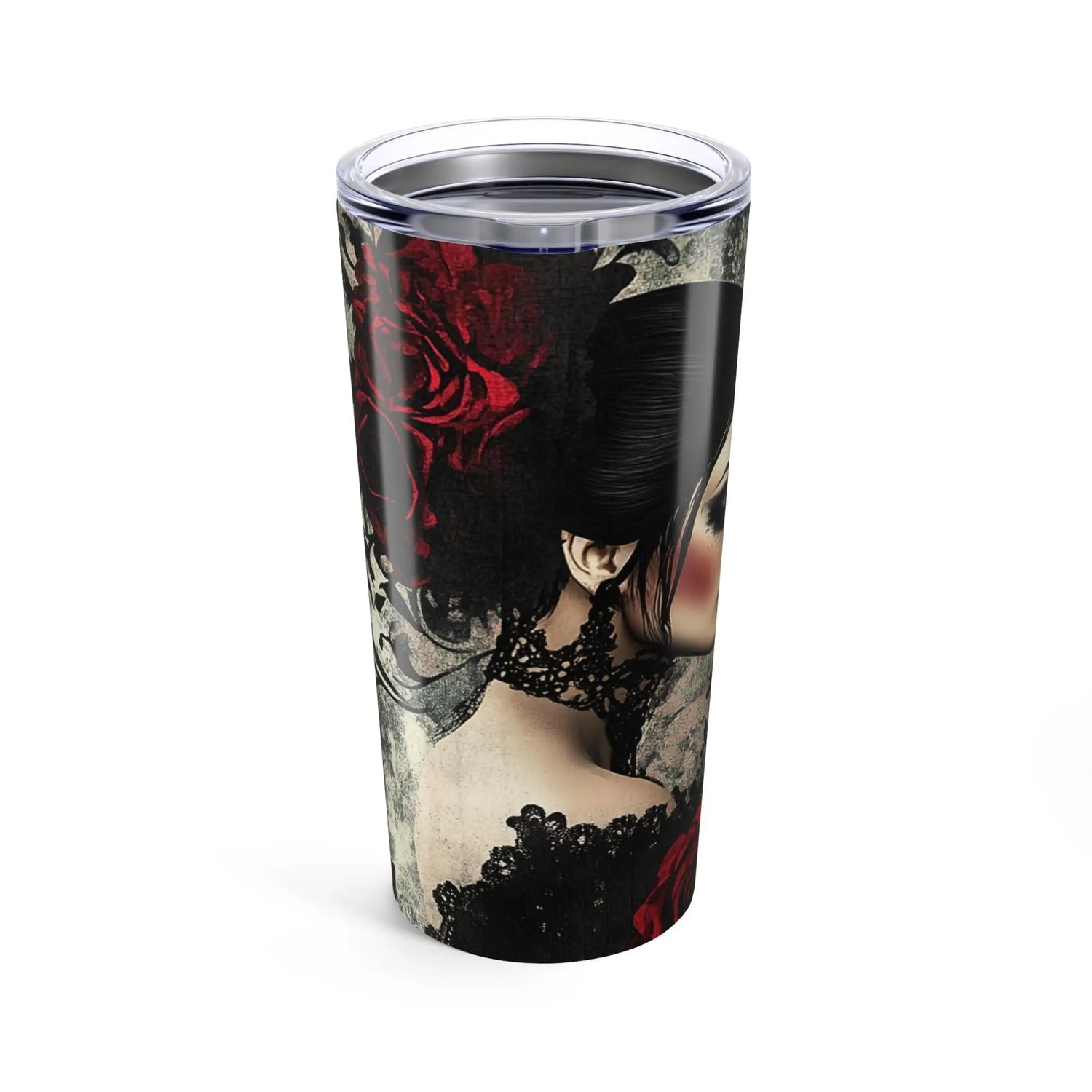 Gothic Rose 20oz Tumbler, Vintage Floral Travel Mug, Elegant Drinkware, Perfect Gift for Her, Halloween Party Accessory, Artisan Travel Mug