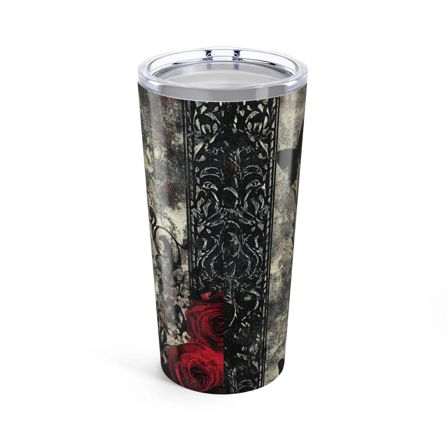 Gothic Rose 20oz Tumbler, Vintage Floral Travel Mug, Elegant Drinkware, Perfect Gift for Her, Halloween Party Accessory, Artisan Travel Mug