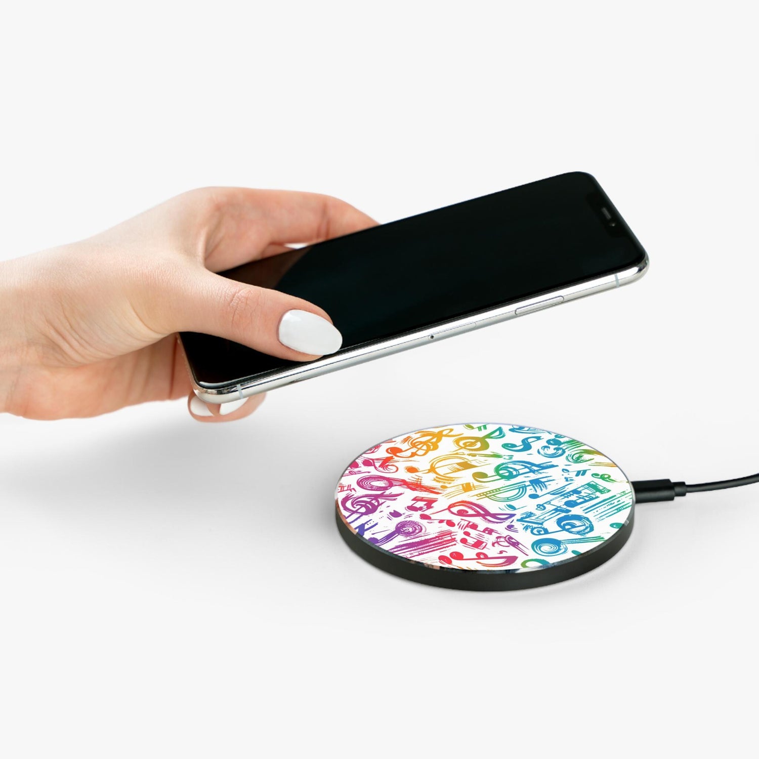 Musical Notes Wireless Charger, Colorful Music Phone Pad, Fast Charging Mat, Gift for Musicians, Music Lovers, Home/Office Decor, Unique