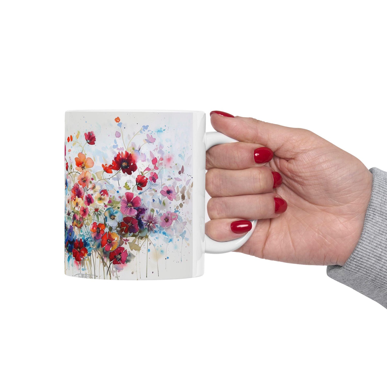 Floral Coffee Mug, Tea Cup, Pretty Ceramic Mug, 11oz 15oz Mug, All Over Print Pattern Mug, Gifts for Mom, Mother&