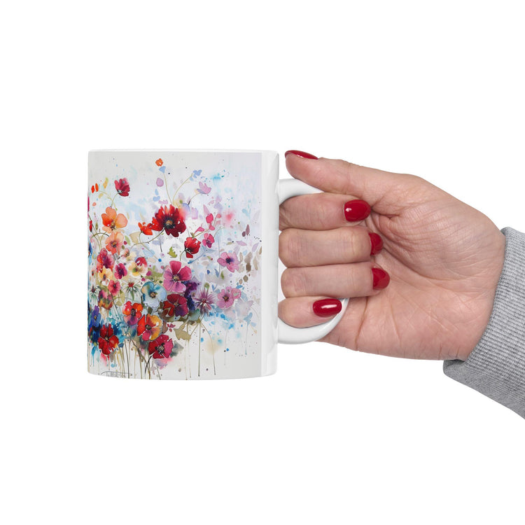 Floral Coffee Mug, Tea Cup, Pretty Ceramic Mug, 11oz 15oz Mug, All Over Print Pattern Mug, Gifts for Mom, Mother&