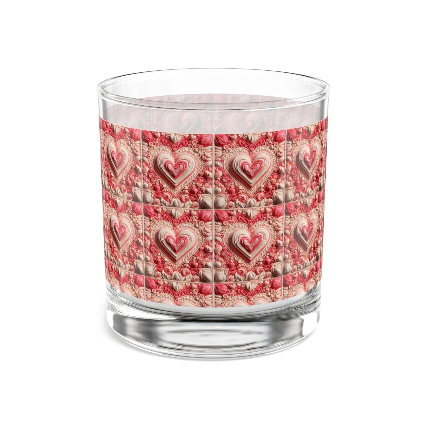 Valentines Heart Design Rocks Glass, Romantic Drinkware, Heart Pattern Whiskey Glass, Valentine&