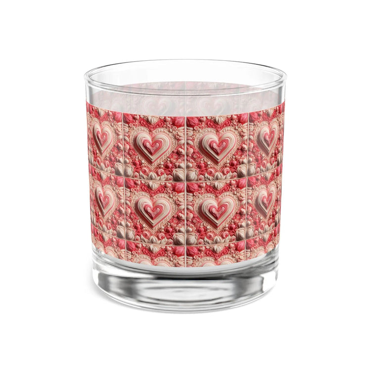 Valentines Heart Design Rocks Glass, Romantic Drinkware, Heart Pattern Whiskey Glass, Valentine&
