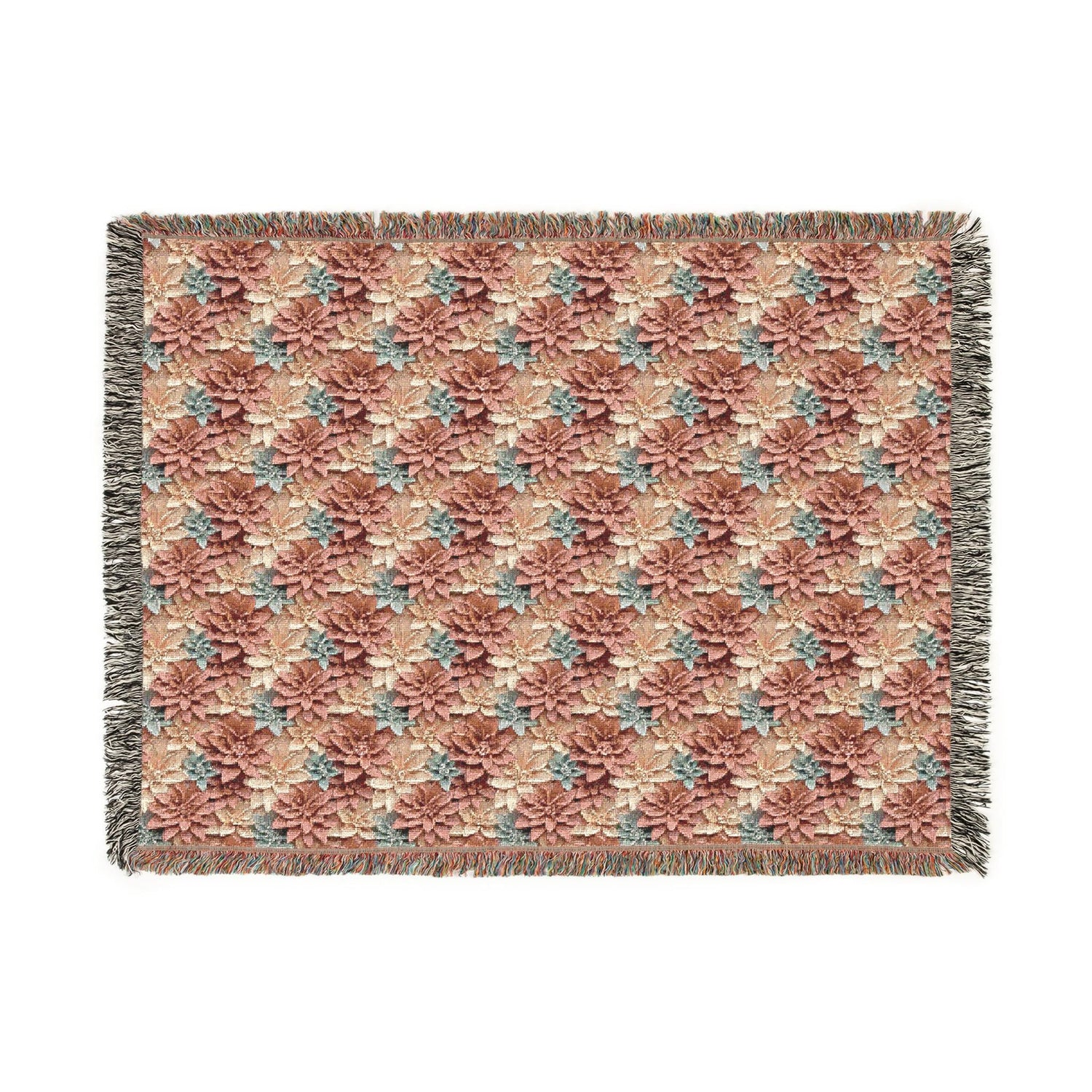 Boho Floral Woven Blanket, Cozy Throw for Home Decor, Gift for Housewarming, Rustic Blanket for Couch, All-Season Blanket