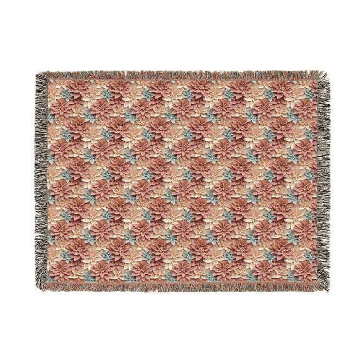 Boho Floral Woven Blanket, Cozy Throw for Home Decor, Gift for Housewarming, Rustic Blanket for Couch, All-Season Blanket