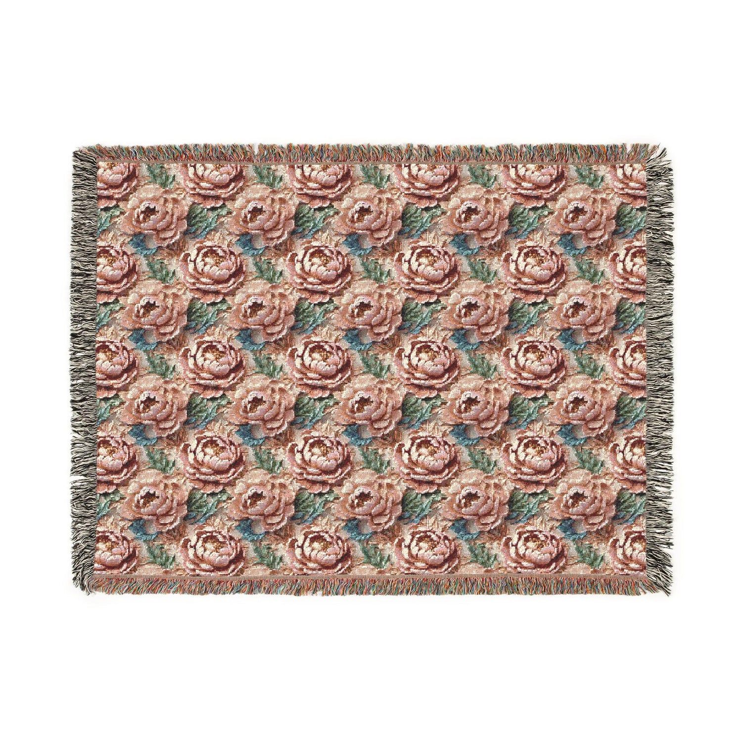 Floral Woven Blanket - Cozy Throw, Home Decor, Gift for Her, Wedding Present, Bohemian Style