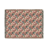Floral Woven Blanket - Cozy Throw, Home Decor, Gift for Her, Wedding Present, Bohemian Style