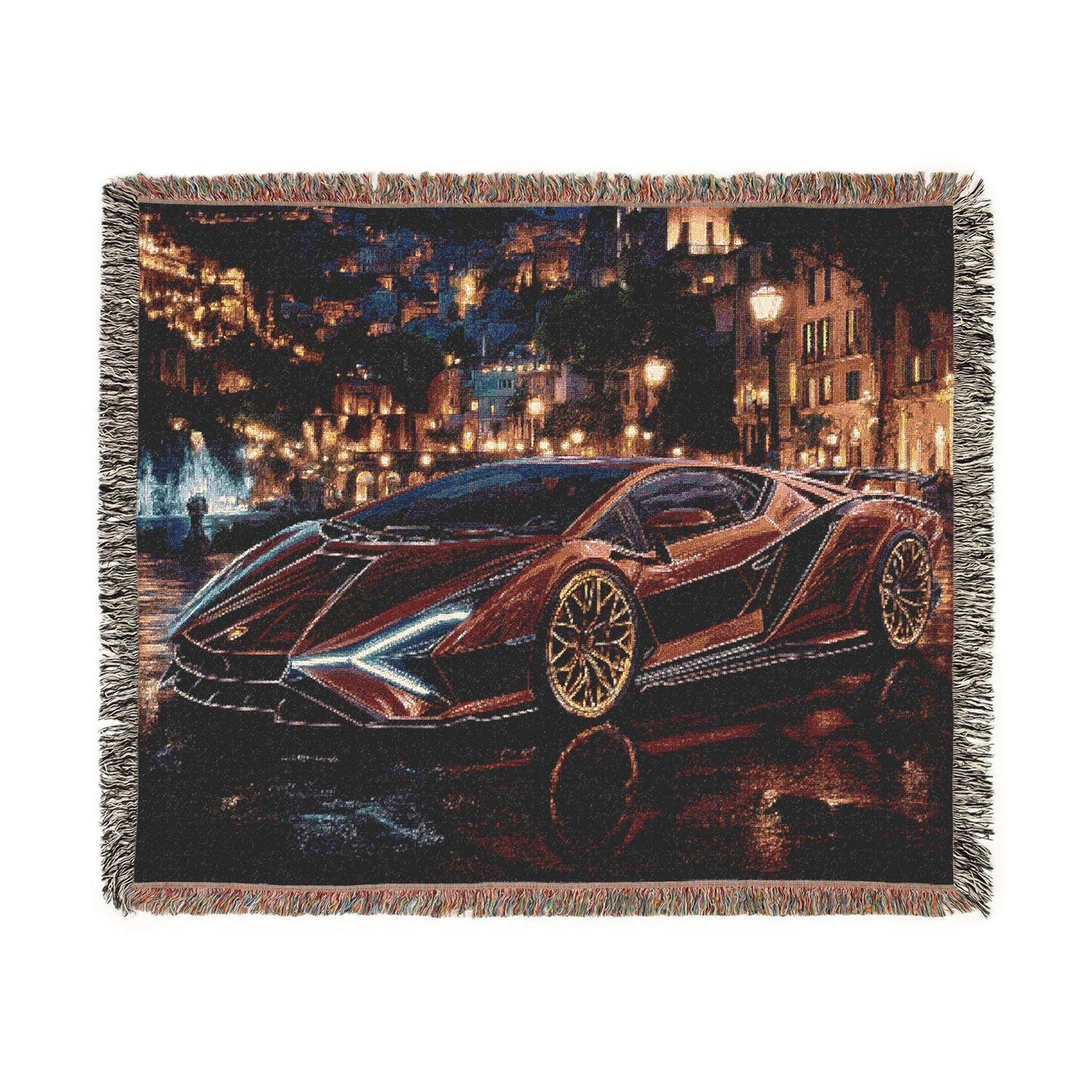 Luxury Car Lover Woven Blanket, Cozy Home Decor, Gift for Him, Automotive Enthusiast, Unique Car-Themed Gift, Soft Throw Blanket