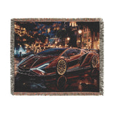 Luxury Car Lover Woven Blanket, Cozy Home Decor, Gift for Him, Automotive Enthusiast, Unique Car-Themed Gift, Soft Throw Blanket