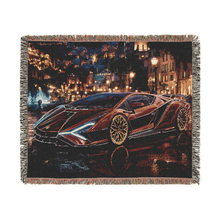Luxury Car Lover Woven Blanket, Cozy Home Decor, Gift for Him, Automotive Enthusiast, Unique Car-Themed Gift, Soft Throw Blanket