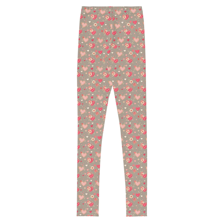 Love & Heart Youth Leggings – Perfect Valentine’s Day Gift for Girls