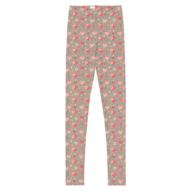 Love & Heart Youth Leggings – Perfect Valentine’s Day Gift for Girls