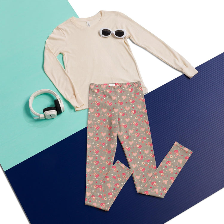 Love & Heart Youth Leggings – Perfect Valentine’s Day Gift for Girls