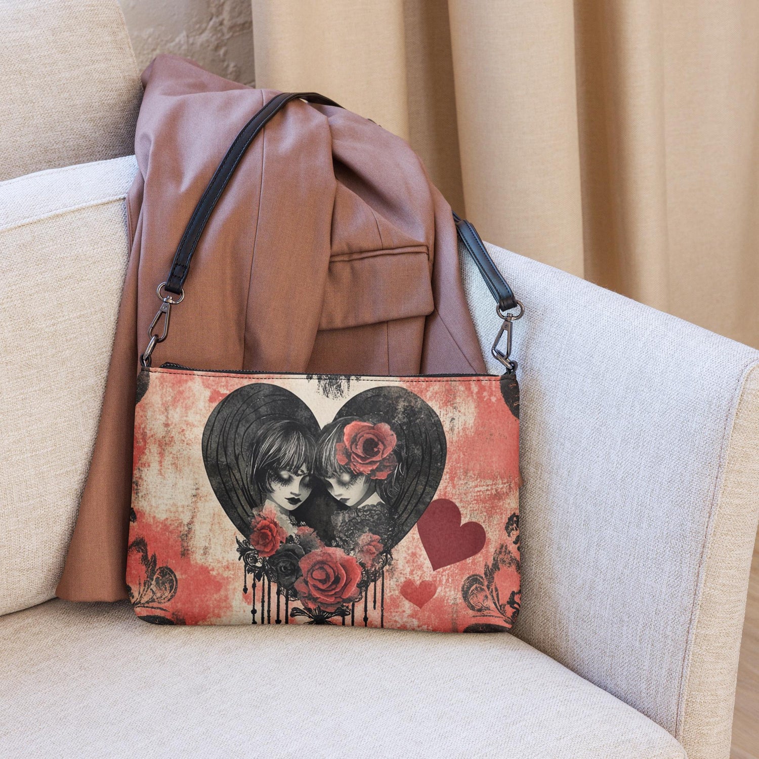 Gothic Valentine’s Crossbody Bag – Dark Love, Stylish & Chic for Her