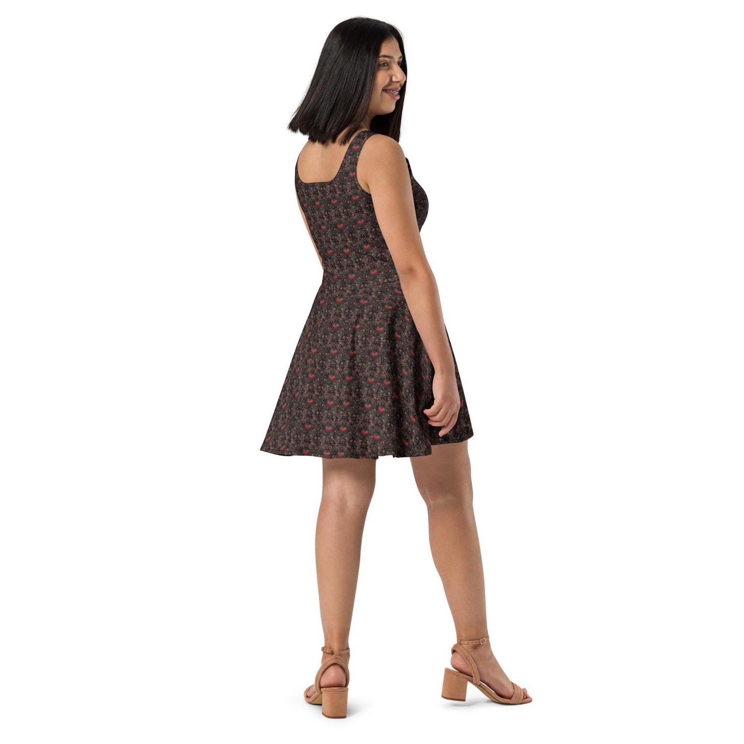 Stunning Heart Print Skater Dress – Perfect for Every Occasion, Stylish Modern Day Female Wear