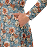 Stunning All-Over Floral 3D Print Long Sleeve Midi Dress – Elegance Meets Style All-over pattern casual fun dress