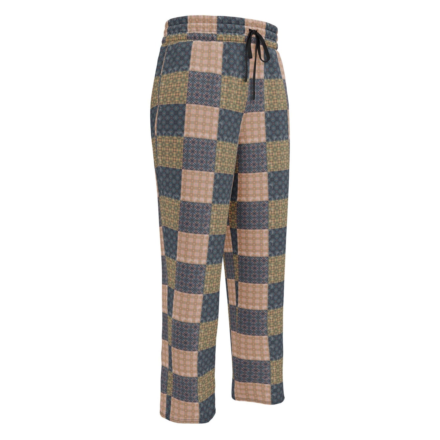 Men’s Geometric Checker Pattern Wide Leg Pants – Trendy Retro Style, Comfortable Loose Fit, Modern Fashion Statement, Streetwear Chic