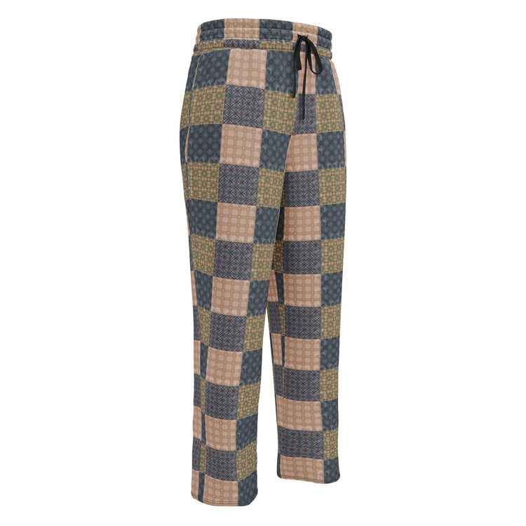 Men’s Geometric Checker Pattern Wide Leg Pants – Trendy Retro Style, Comfortable Loose Fit, Modern Fashion Statement, Streetwear Chic
