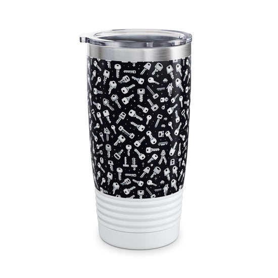 Seemless Keys Pattern Ringneck Tumbler - 20oz, Perfect Gift for Locksmith, Travel Mug, Concert Companion, Drinkware, Fun Design