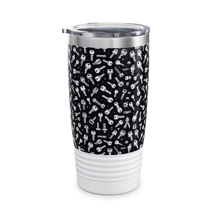Seemless Keys Pattern Ringneck Tumbler - 20oz, Perfect Gift for Locksmith, Travel Mug, Concert Companion, Drinkware, Fun Design