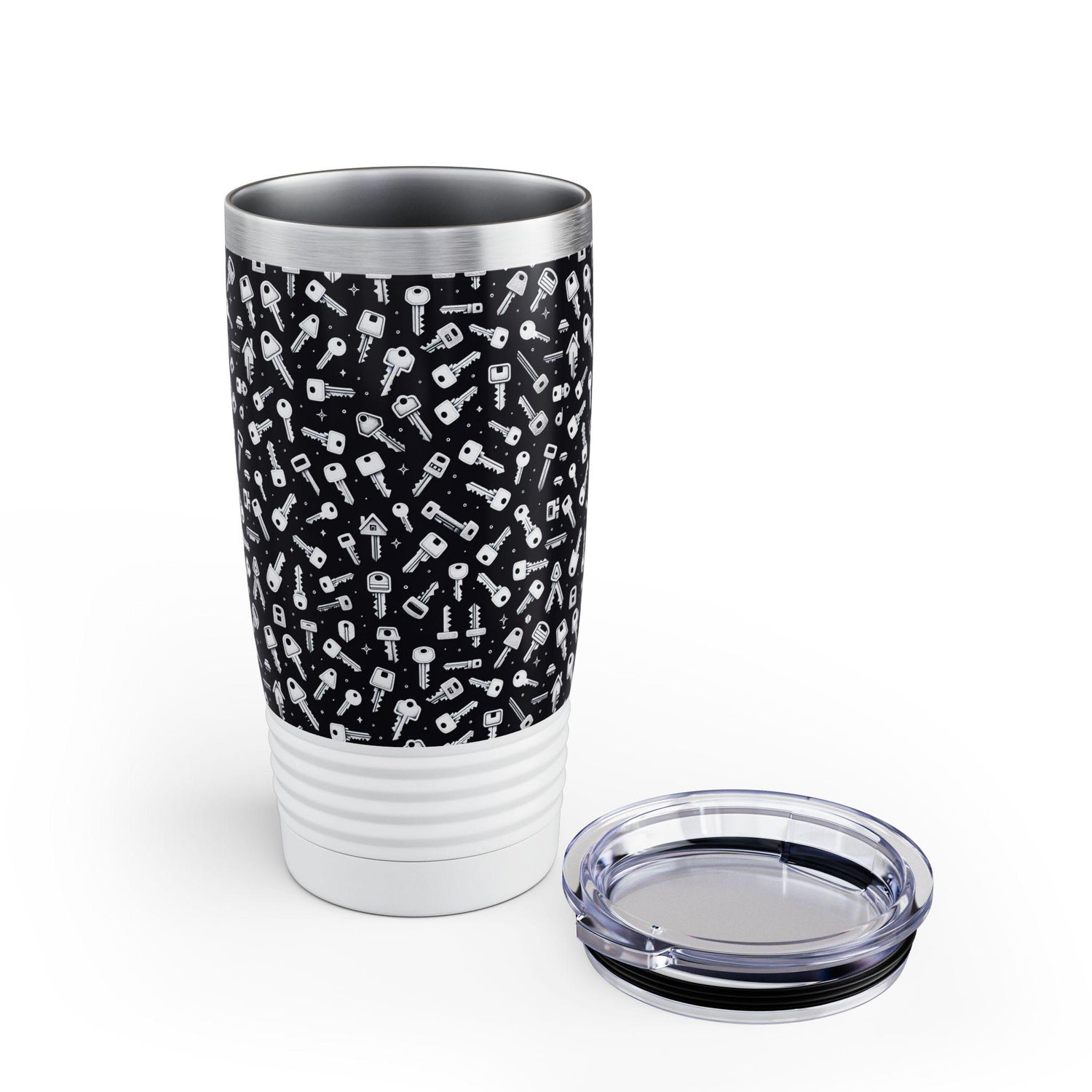 Seemless Keys Pattern Ringneck Tumbler - 20oz, Perfect Gift for Locksmith, Travel Mug, Concert Companion, Drinkware, Fun Design