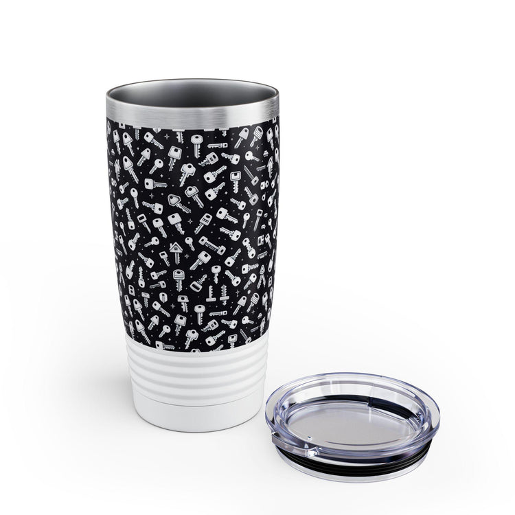 Seemless Keys Pattern Ringneck Tumbler - 20oz, Perfect Gift for Locksmith, Travel Mug, Concert Companion, Drinkware, Fun Design