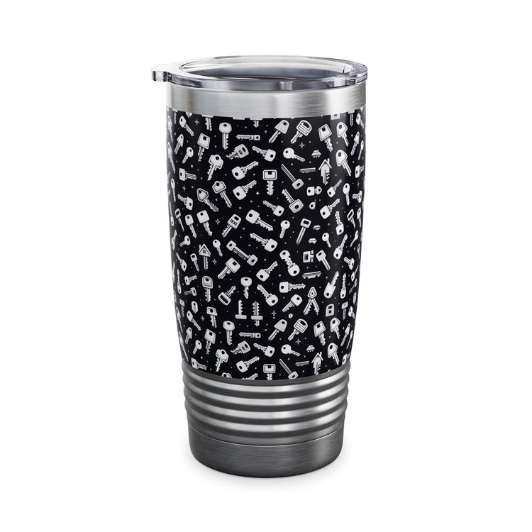 Seemless Keys Pattern Ringneck Tumbler - 20oz, Perfect Gift for Locksmith, Travel Mug, Concert Companion, Drinkware, Fun Design