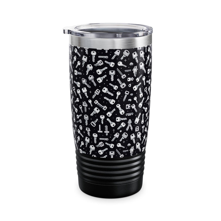 Seemless Keys Pattern Ringneck Tumbler - 20oz, Perfect Gift for Locksmith, Travel Mug, Concert Companion, Drinkware, Fun Design