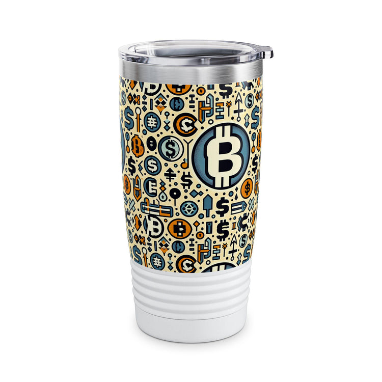 Crypto Coin Ringneck Tumbler, 20oz - Ideal for Bitcoin Lovers, Fun Gift for Finance Enthusiasts, Perfect for Parties, Travel, Home